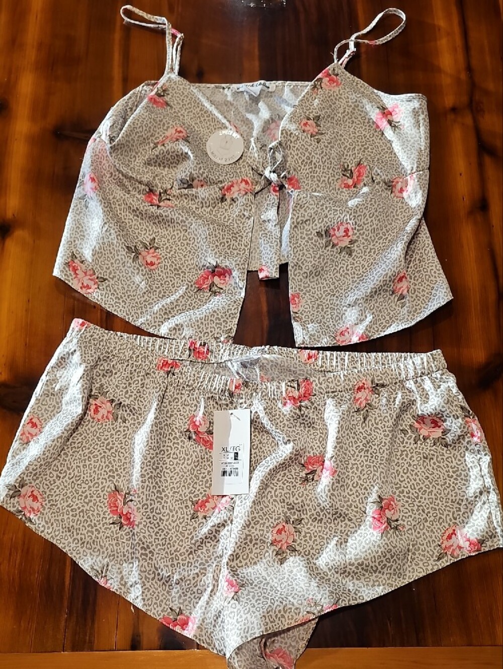 Super Soft Animal Print Floral Tie-Front PJ Set